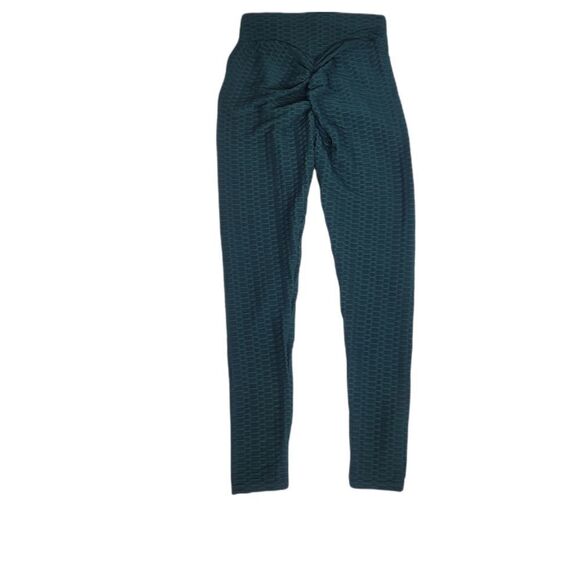 TIKTOK leggings green butt lifting high waist scrunch booty yoga workout M - Picture 3 of 11